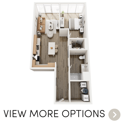 Floor plan for 1 bed, 1 bath, 1026 sqft